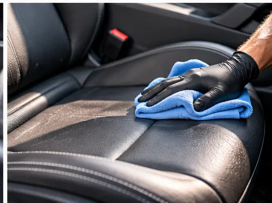 Entretien doux d’un siège de voiture en cuir avec une microfibre